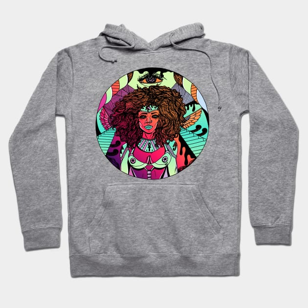 Blue Red Blend Kemet Warrior Hoodie by kenallouis